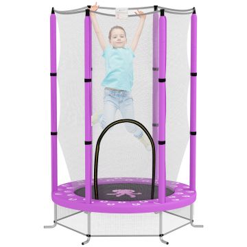 AIYAPLAY Trambulin pentru copii cu plasă de siguranță, pentru interior și exterior, 3-6 ani, Violet | Aosom Romania