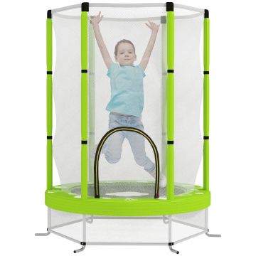 AIYAPLAY Trambulină pentru Copii 3-6 Ani cu Plasă de Siguranță, Փ140x190 cm, Verde | Aosom Romania