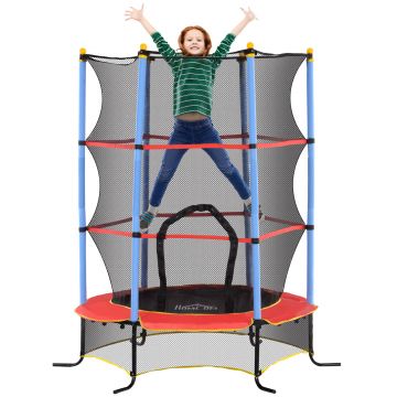 HOMCOM Trambolină pentru Copii 3-10 Ani cu Plasă de Siguranță, Suprafață Elastică cu Țevi Capitonate, Ø175x190 cm, Albastru | Aosom Romania