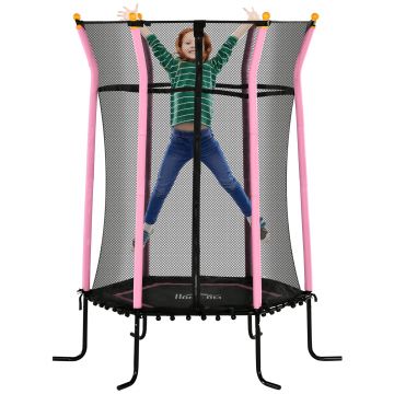 HOMCOM Trambulină Elastică pentru Copii 3-10 Ani cu Intrare cu Fermoar și Bare Căptușite, Ø163,5x190 cm, Roz | Aosom Romania HOMCOM Trambulină Elastică pentru Copii 3-10 Ani cu Intrare cu Fermoar și Bare Căptușite, Ø163,5x190 cm, Roz | Aosom Romania