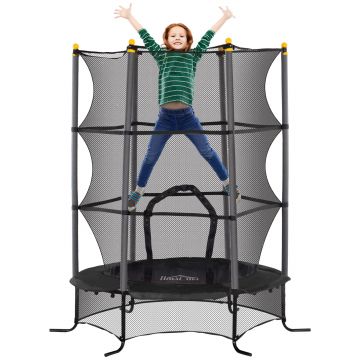 HOMCOM Trambulină pentru Copii 3-10 Ani cu Plasă de Siguranță, Suprafață Elastică cu Bare Capitonate, Ø163x190 cm, Negru | Aosom Romania HOMCOM Trambulină pentru Copii 3-10 Ani cu Plasă de Siguranță, Suprafață Elastică cu Bare Capitonate, Ø163x190 cm, Negru | Aosom Romania