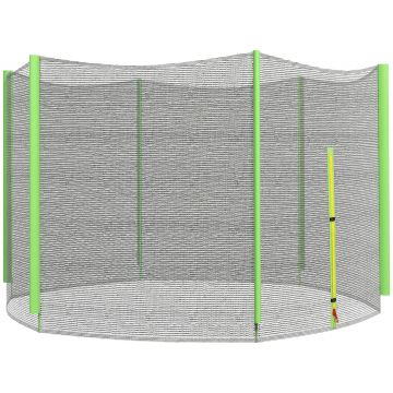 SPORTNOW Plasă Protecție Trambulină Rotundă 244cm cu 6 Stâlpi Drepti Rezistentă Negru/Verde | Aosom Romania