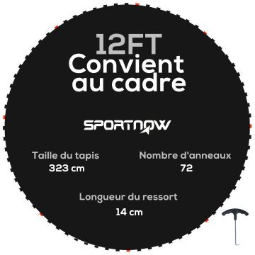 SPORTNOW Tapițerie de schimb pentru trambulină, tapițerie de săritură de înlocuire, compatibilă cu trambulina Ø 3,7 m și arcuri de 14 cm | Aosom Romania