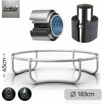 Trambulina de gradina pentru copii Neo-Sport Albastru 183cm 6FT cu Scara si Plasa de siguranta exterioara, Stalpi metalici cu protectie din burete, Intrare cu fermoar , Covoras impermeabil flexibil